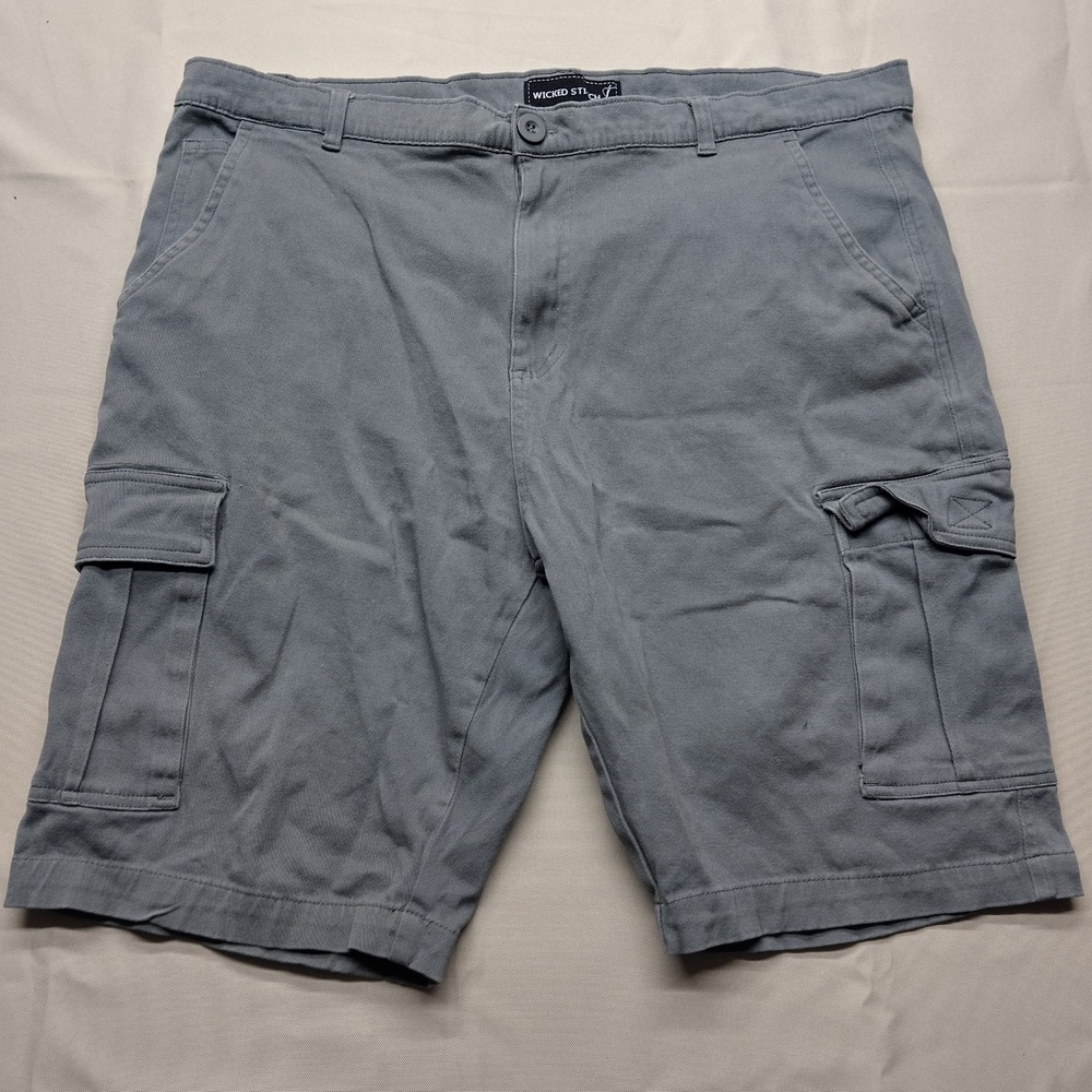 Wicked Stitch Mens Gray Cargo Shorts Size 40 Casual Outdoor Multi Pocket